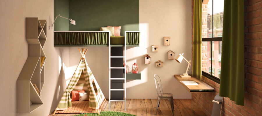 CÓMO CONSEGUIR ESPACIO EN TU HABITACIÓN CON UNA CAMA ALTA.